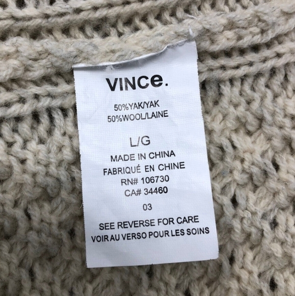 Vince Yak Wool Blend Chevron Cable Knit Sweater - Picture 6 of 6